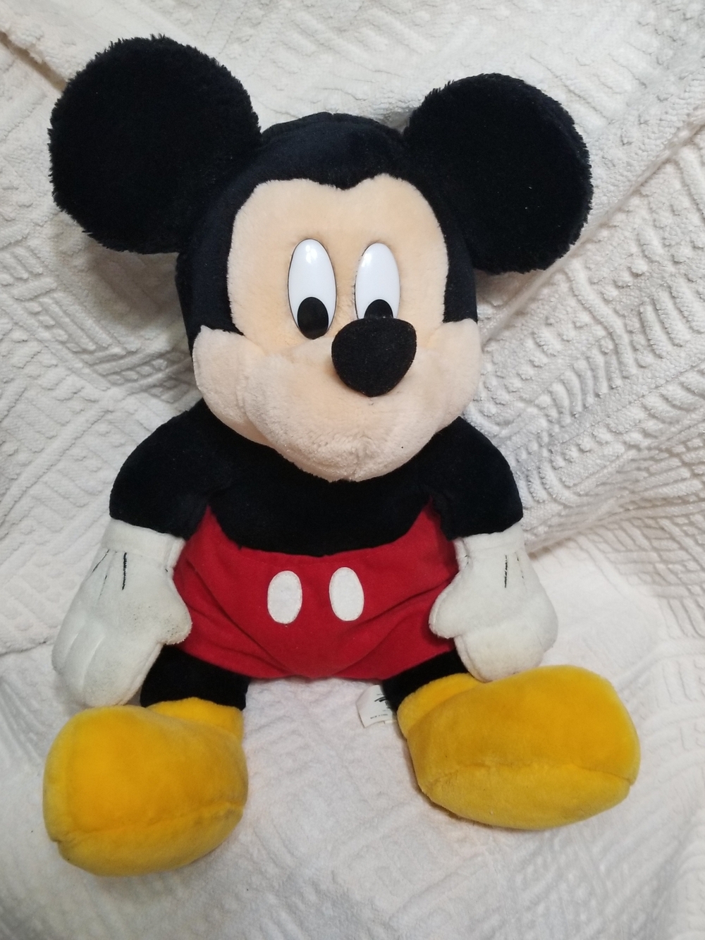 Vintage Disney Kid's OS Black, Red, Yellow, White & Cream Mickey Mouse Plush
